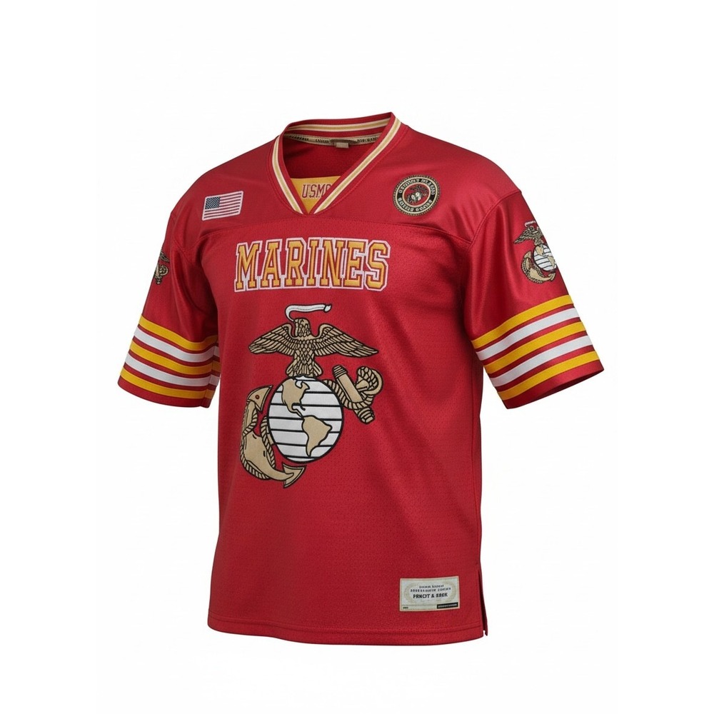 Colosseum Athletics USMC Jersey Men Large Red Embroidered Marines Football Shirt - Picture 5 of 14